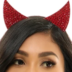 Red Rhinestone Devil Horn Headband