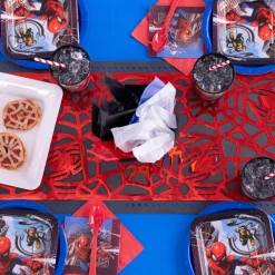 Red Spider & Web Foil Table Runner, 11.4in x 72in - Spider-Man Webbed Wonder
