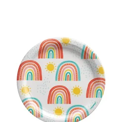 Retro Rainbow Dessert Plates, 7in, 8ct