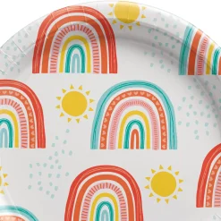 Retro Rainbow Dessert Plates, 7in, 8ct