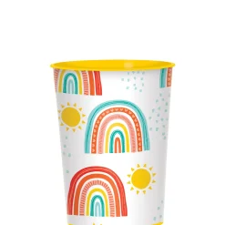 Retro Rainbow Plastic Favor Cup, 16oz