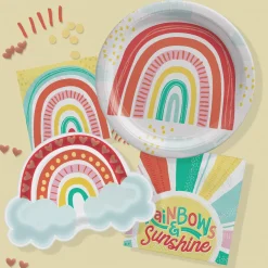 Retro Rainbow-Shaped Dessert Plates, 9in x 6.5in, 8ct