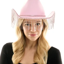 Rhinestone Fringe Pink Cowboy Hat