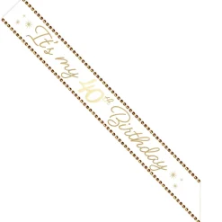 Rhinestone Golden Age Birthday Satin Sash, 30in, Ages
