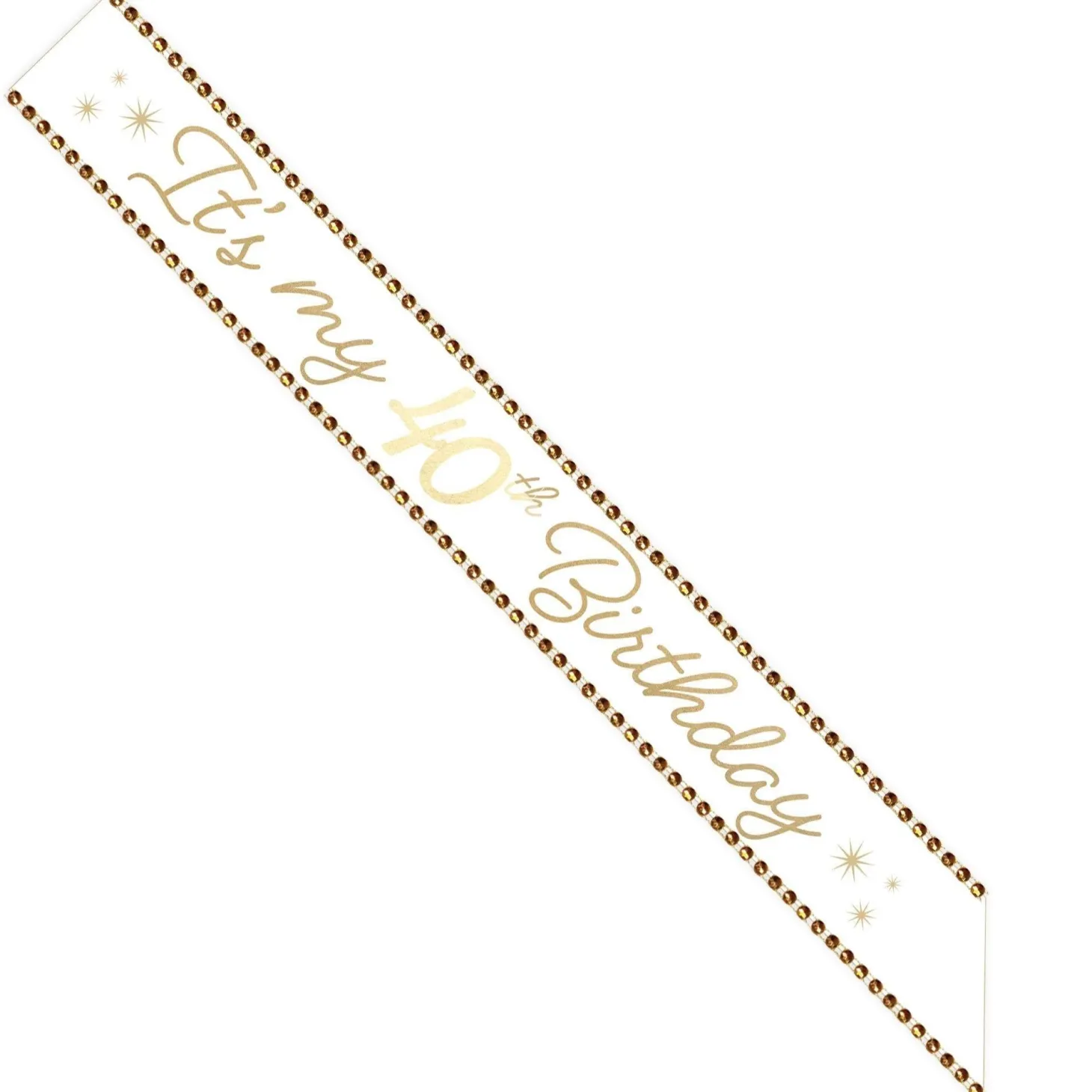 Rhinestone Golden Age Birthday Satin Sash, 30in, Ages