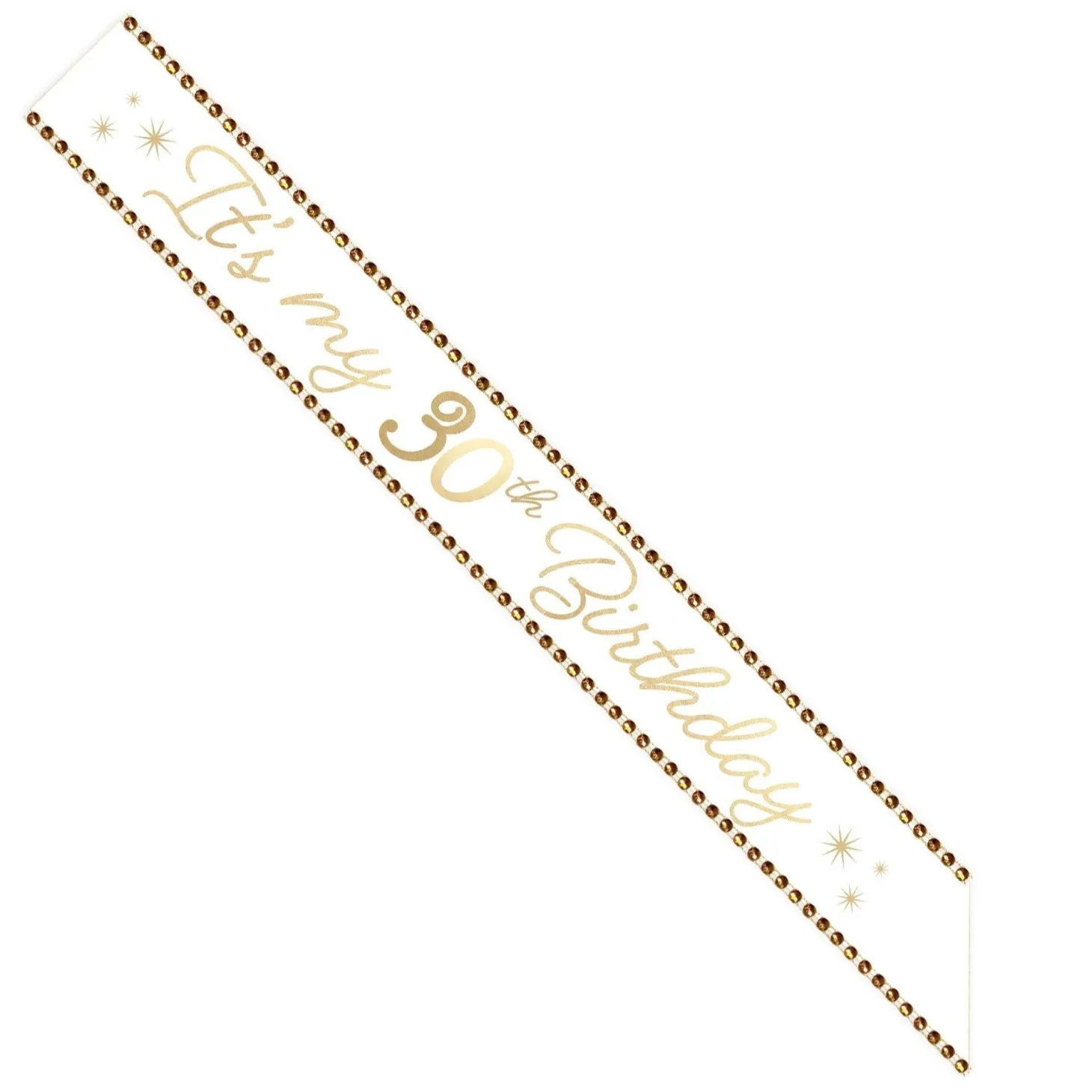 Rhinestone Golden Age Birthday Satin Sash, 30in, Ages