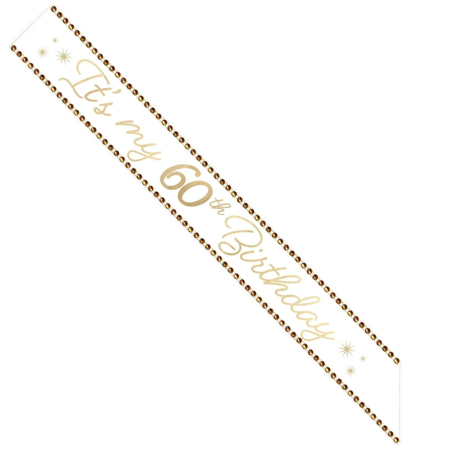 Rhinestone Golden Age Birthday Satin Sash, 30in, Ages