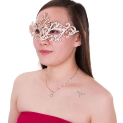 Rhinestone Rose Gold Metal Masquerade Mask