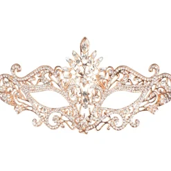 Rhinestone Rose Gold Metal Masquerade Mask