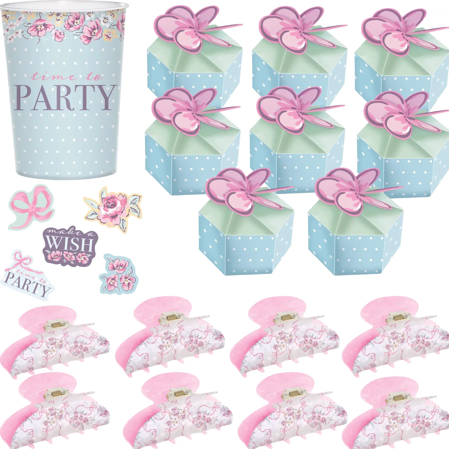 Ribbon and Rose Favor Kit for 8 Guests