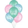 Ribbon and Rose Latex Balloons, 6pc