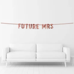 Rose Gold Future Mrs. Bachelorette Party Sequin Letter Banner, 12ft