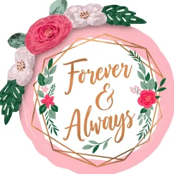 Rose Gold Geometric Floral Garland Forever & Always Foil Balloon, 36in