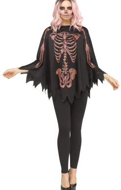 Rose Gold Skeleton Poncho for Adults