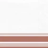 Rose Gold Striped Border Premium Dinner Napkins, 8in, 40ct