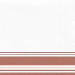 Rose Gold Striped Border Premium Dinner Napkins, 8in, 40ct