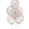 Rose Gold Sweet Sixteen Latex & Confetti Balloons, 12in, 6ct