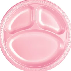 Rose Plastic Divided Dinner Plates 20ct