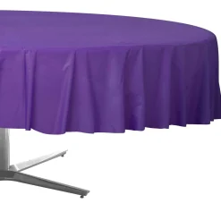 Round Plastic Table Cover, 84in, Assorted Colors