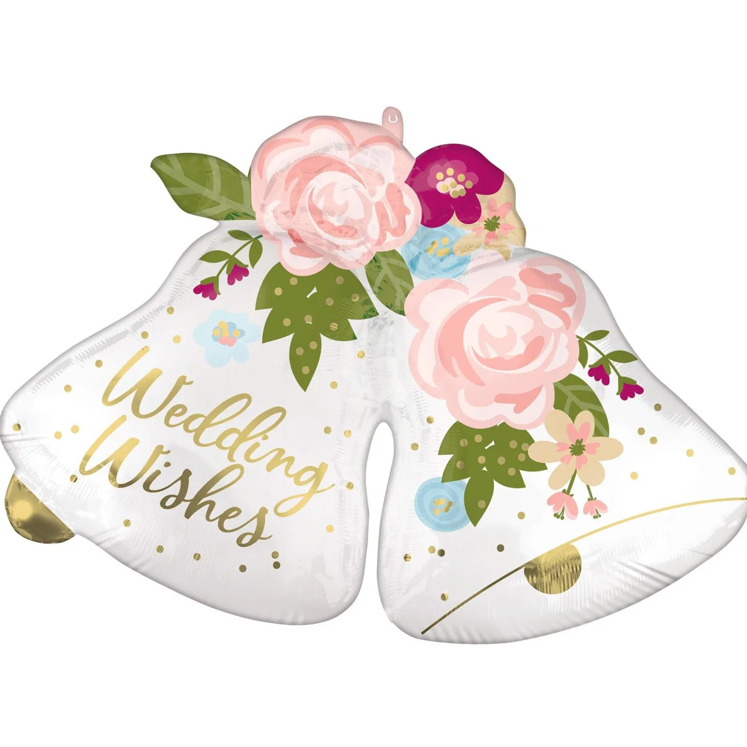 Satin Floral Wedding Bell Foil Balloon, 33in x 24in