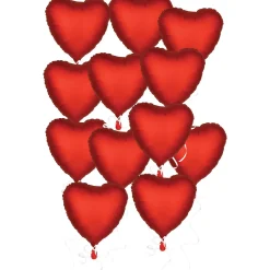 Satin Red Heart Foil Balloon Bouquet, 12pc