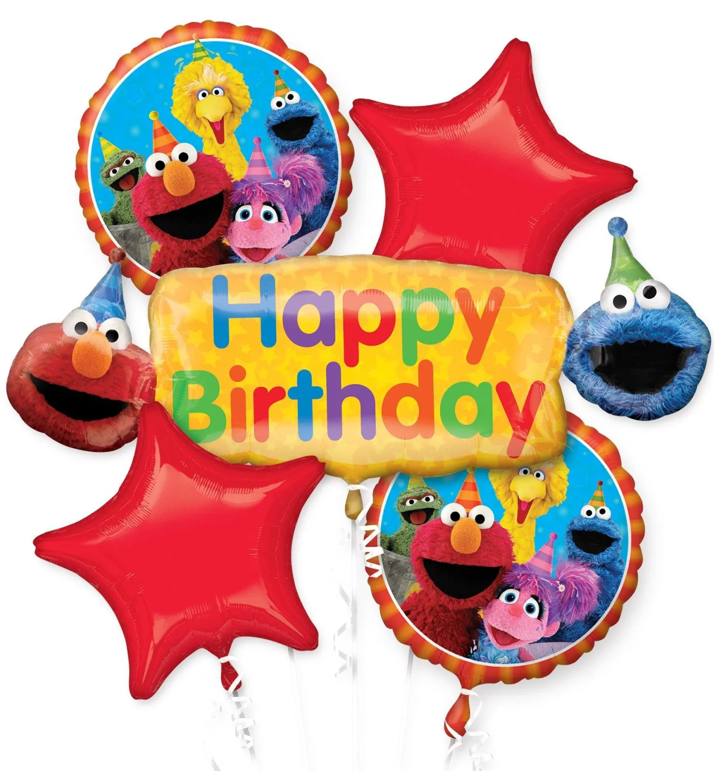 Sesame Street Birthday Foil Balloon Bouquet, 5pc