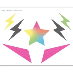 80s Glam Rock Star Temporary Face Tattoo Kit, 95pc