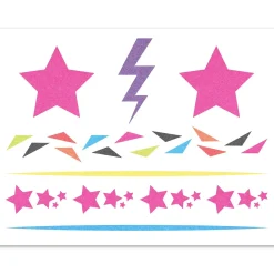 80s Glam Rock Star Temporary Face Tattoo Kit, 95pc