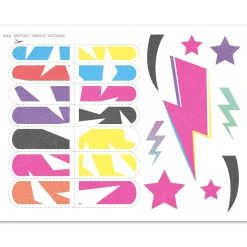 80s Glam Rock Star Temporary Face Tattoo Kit, 95pc