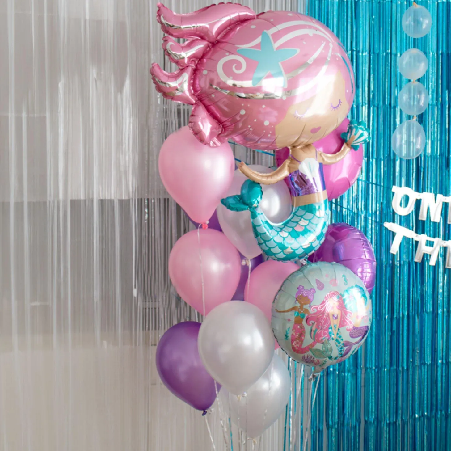 Shimmering Mermaid Foil Balloon Bouquet, 5pc