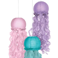 Shimmering Mermaids Jellyfish Paper Lanterns, 9.5in, 3ct