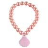 Shimmering Mermaids Pink Seashell Plastic Bead Bracelets, 2.6in, 4ct