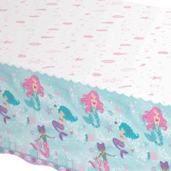 Shimmering Mermaids Plastic Table Cover, 54in x 96in