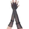 Shimmer Sheer Mesh Fingerless Gloves
