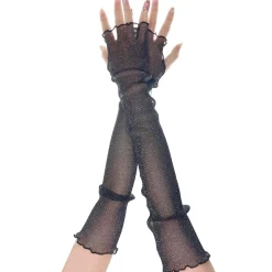 Shimmer Sheer Mesh Fingerless Gloves