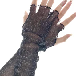 Shimmer Sheer Mesh Fingerless Gloves