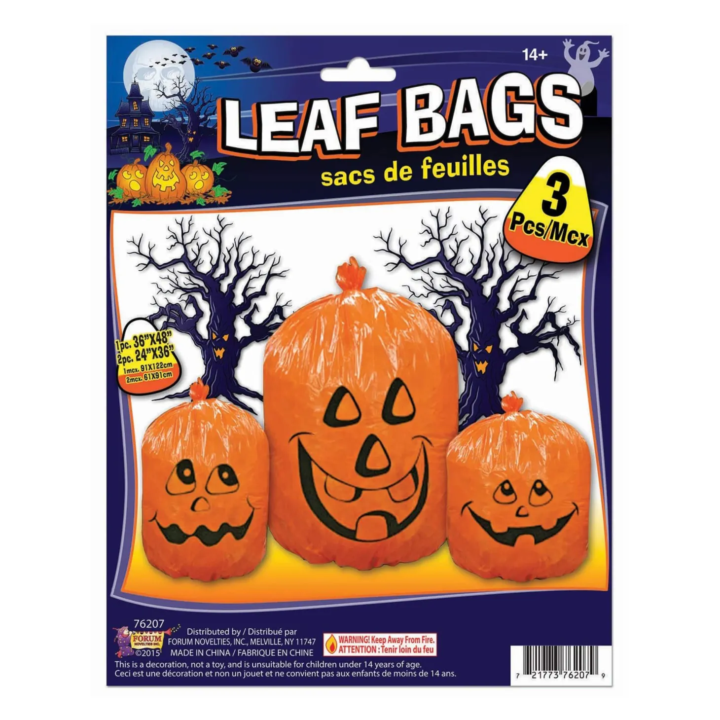 Silly Pumpkin Face Fillable Leaf Bags