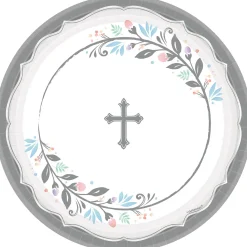 Silver Cross Holy Day Paper Dinner Plates, 10.5in, 18ct