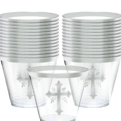 Silver Cross Holy Day Plastic Tumblers, 9oz, 30ct