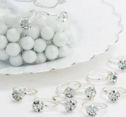 Silver Engagement Ring Favor Charms