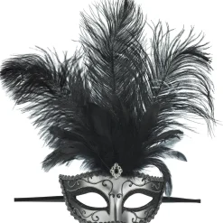 Silver Feather Dominance Masquerade Mask
