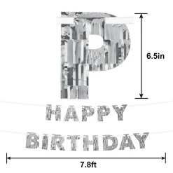 Silver Fringe Happy Birthday Banner, 7.8ft, 2ct - Sparkling Celebration