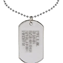 Silver Military Metal Dog Tag Necklace