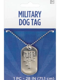 Silver Military Metal Dog Tag Necklace