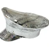 Silver Mirror Disco Captain Hat