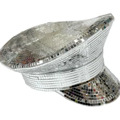 Silver Mirror Disco Captain Hat
