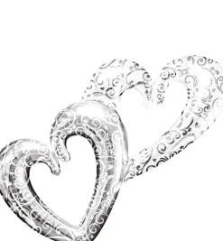Silver Swirl Double Heart Balloon - Giant 53in x 36in