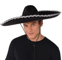 Silver Trim Black Sombrero