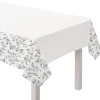 Silver & White 25th Anniversary Plastic Table Cover, 54in x 102in