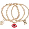 Skeleton, Vampire & Book Bead Charm Bracelets, 3ct